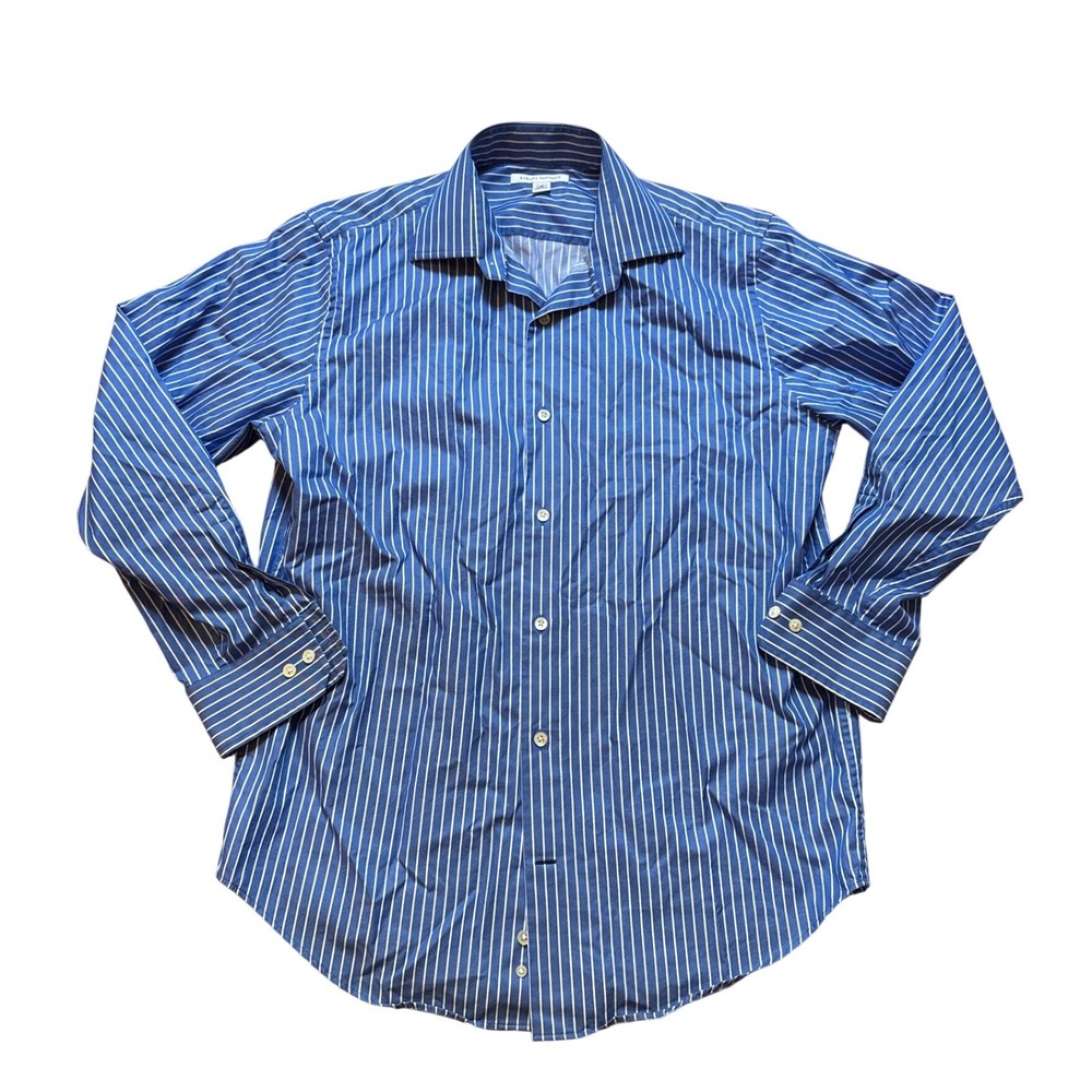 Banana Republic Button Down Mens‎ Blue White Striped Dress Shirt SIZE M 15-15.5